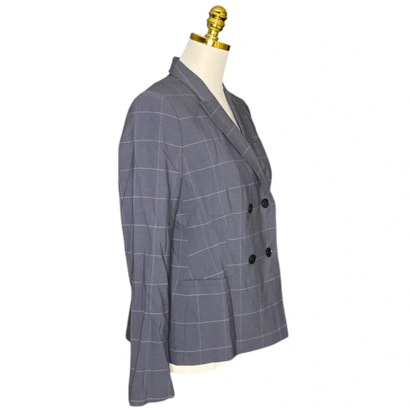 BANANA REPUBLIC Women’s Double Breasted Windowpane Wool Office Siren Blazer Sz 6 - Picture 5 of 10